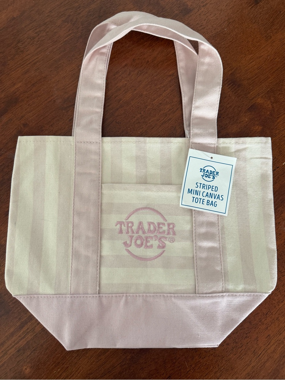 Brand New: TRADER JOE'S Striped Mini Canvas Tote Bag
